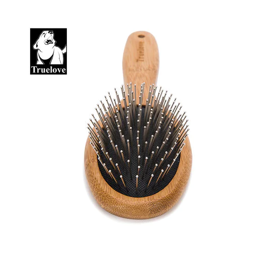 Pet Round Comb with Bamboo Wood Handle